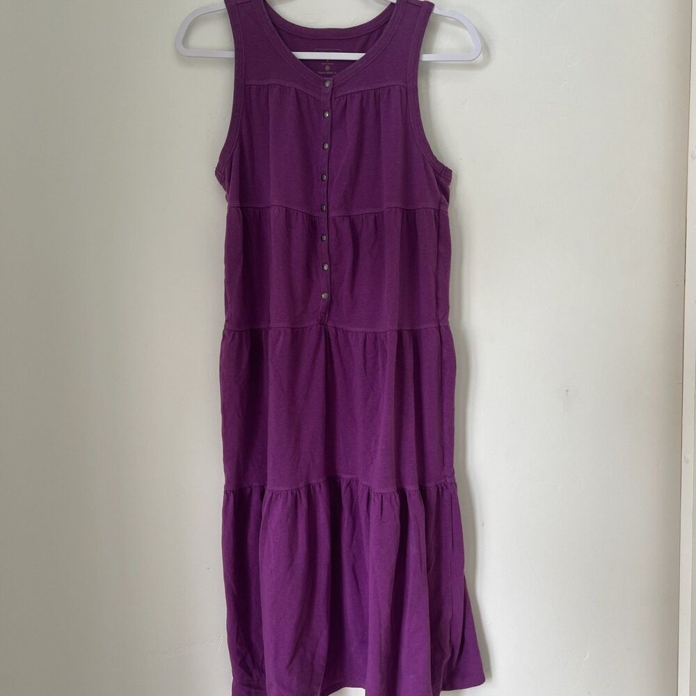 Athleta Drop In Tiered Midi Dress size M magenta purple Cotton, Modal, Spandex